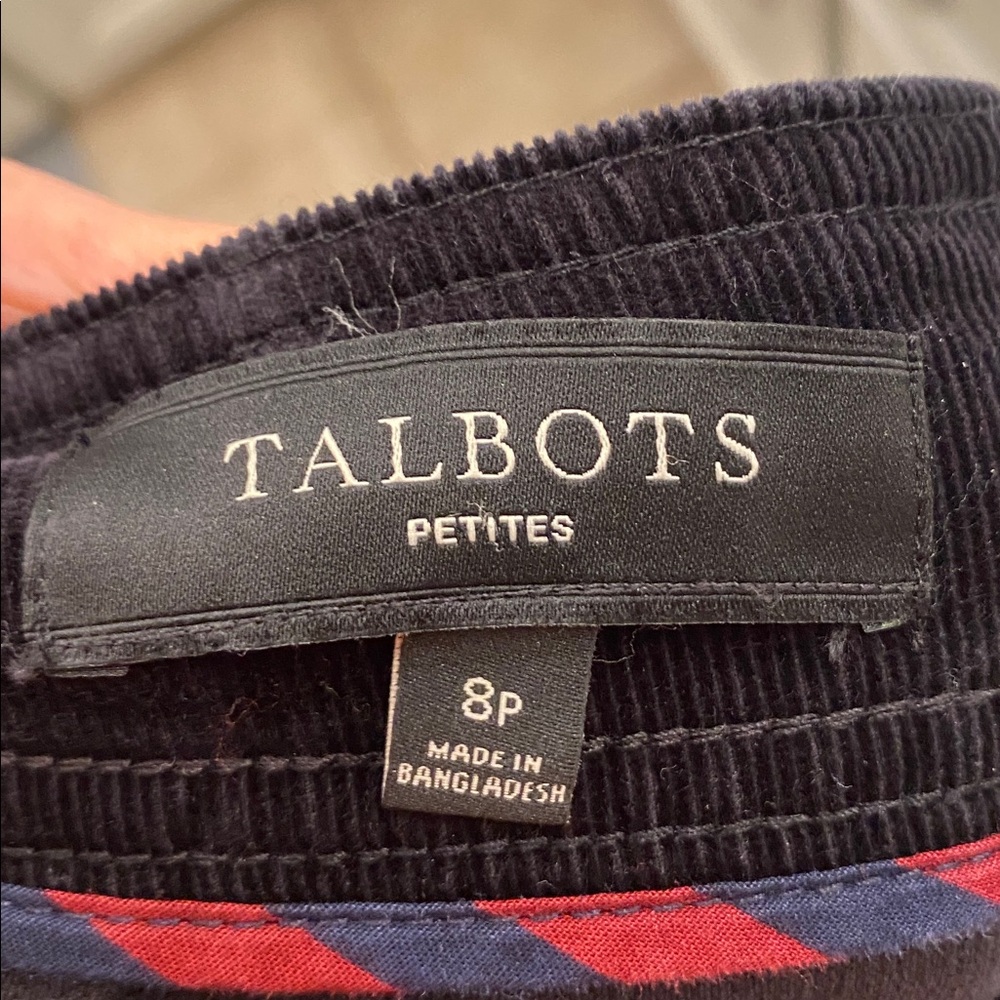 Talbots Sz 8 Petite Classic Black/Dark Blue Corduroy Skirt - Great Condition!!! - Picture 5 of 6